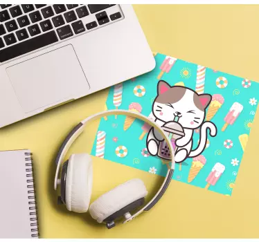 Tappetino mouse originale gatto che si gode la bevanda - TenStickers