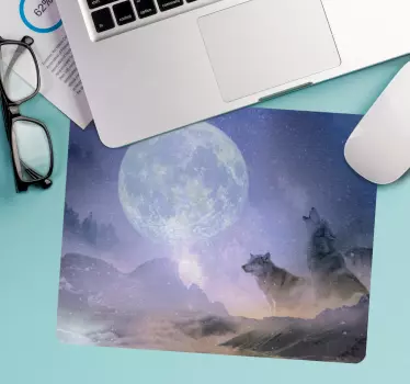 Tappetino mouse originale lupi che ululano alla luna - TenStickers