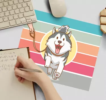 Tappetino mouse originale passeggiata felice cane - TenStickers