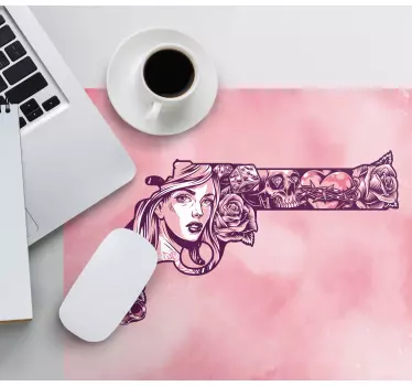 Tappetino mouse originale pistola floreale intricata - TenStickers