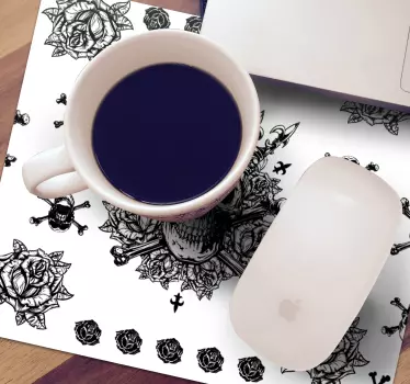 Tappetino mouse originale rose skull intrecciate - TenStickers