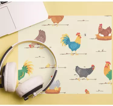 Tappetino mouse originale stampe di pollo colorate - TenStickers