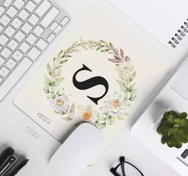 Tappetino mouse personalizzabile design iniziale floreale - TenStickers