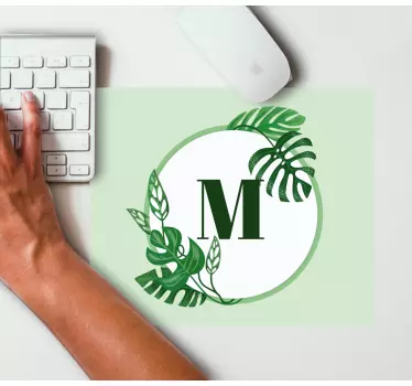 Tappetino mouse personalizzabile iniziale con foliage - TenStickers