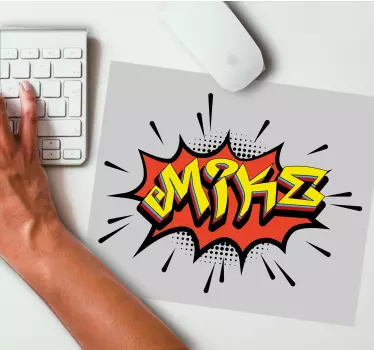 Tappetino mouse personalizzabile nome in stile fumetto - TenStickers
