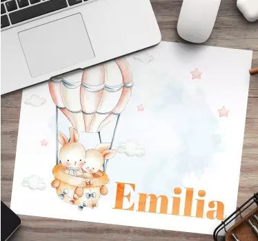 Tappetino mouse personalizzabile palloncino con coniglio - TenStickers