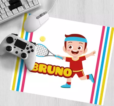 Tappetino mouse personalizzabile personaggio tennis giocoso - TenStickers