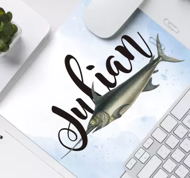 Tappetino mouse personalizzabile pesce illustrante nome - TenStickers