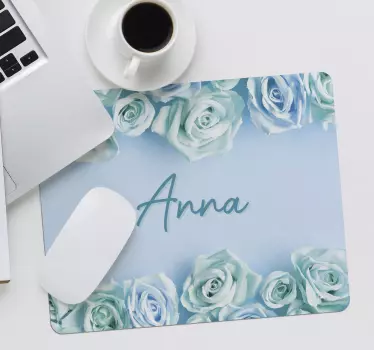 Tappetino mouse personalizzabile rose blu eleganti - TenStickers