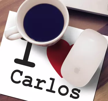 Tappetino mouse personalizzabile ti amo carlos - TenStickers