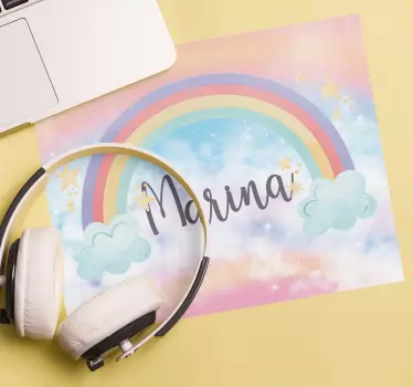 Tappetino per mouse con nome Fantastiche nuvole arcobaleno - TenStickers
