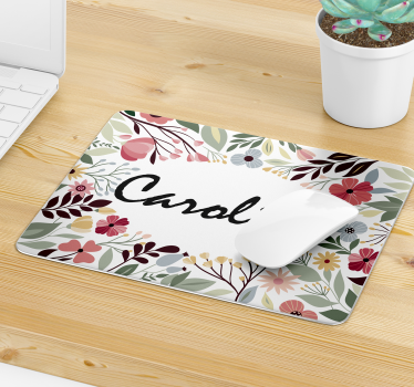 Tappetino per mouse con nome Floreale personalizzato - TenStickers