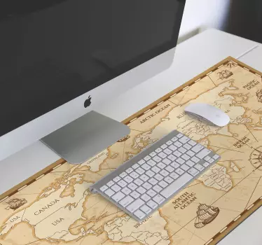 Tappetino per mouse in vinile vintage mappa del mondo - TenStickers