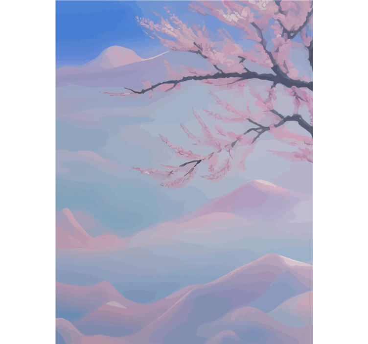 Tenda a rullo bagno ramo di fiori di ciliegio zen - TenStickers