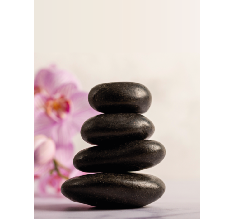 Tenda a rullo bagno bambù zen e orchidee rosa - TenStickers