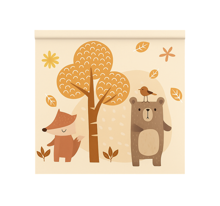 Tenda a rullo cameretta animali della foresta beige - TenStickers