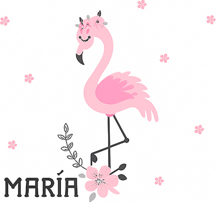 Tenda a rullo cameretta flamenco rosa con nome - TenStickers