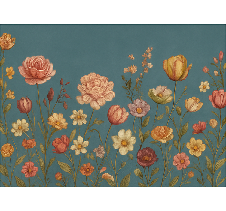 Tenda a rullo camera da letto prato fiorito terroso - TenStickers