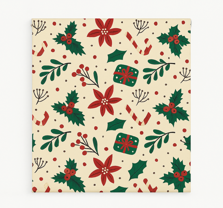 Tenda a rullo soggiorno foresta di ornamenti rossi - TenStickers