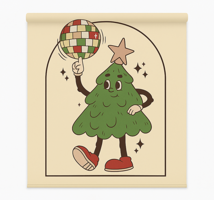 Tenda a rullo soggiorno albero disco groovy - TenStickers