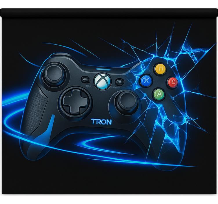 Tenda a rullo gamer controller blu neon rotto - TenStickers