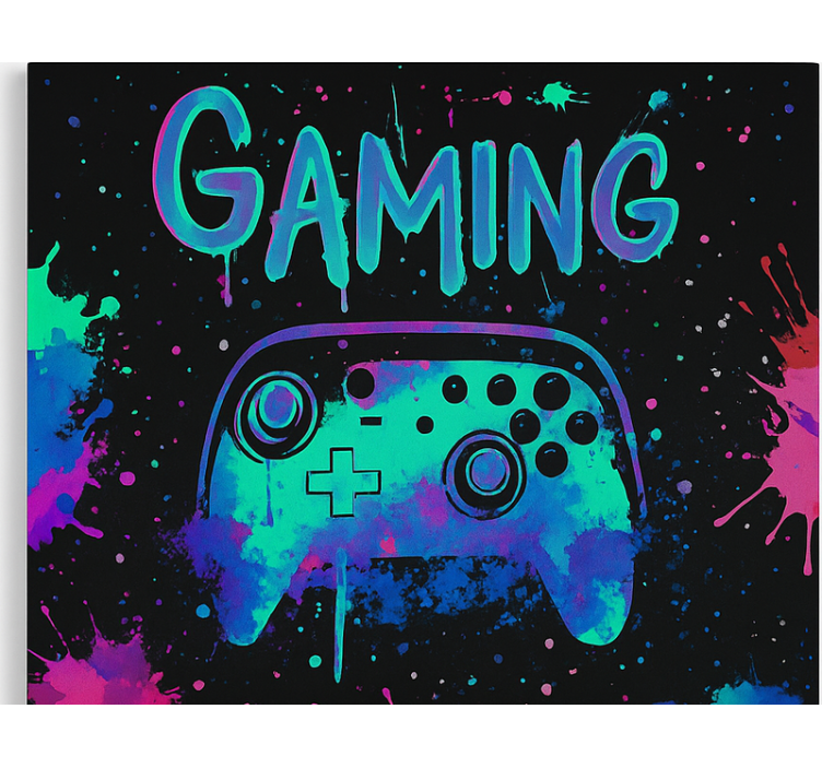 Tenda a rullo gamer controller di vernice al neon - TenStickers