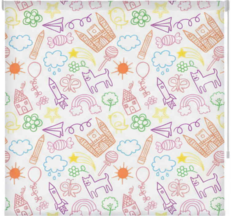 Tenda a rullo stile nordico stampa doodle giocosa - TenStickers