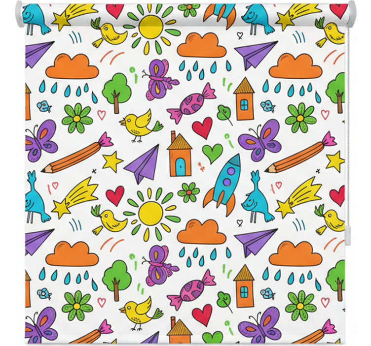 Tenda a rullo stile nordico stampa doodle giocosa - TenStickers
