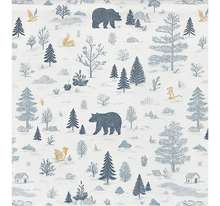 Tenda a rullo stile nordico orso nei boschi scandinavi - TenStickers