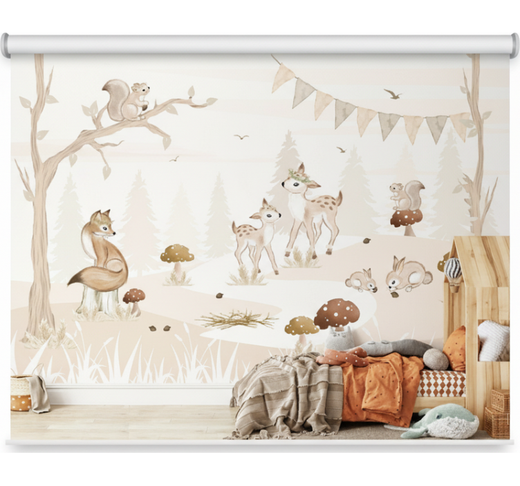 Tenda a rullo alberi nursery nel bosco incantato - TenStickers