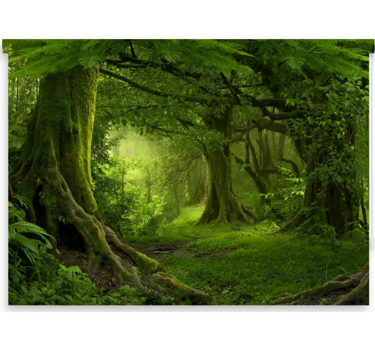 Tenda a rullo alberi fuga nel bosco lussureggiante - TenStickers