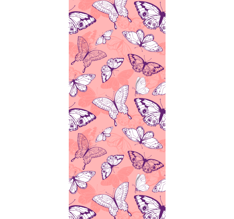 Tenda a rullo cameretta motivo farfalle rosa e viola - TenStickers