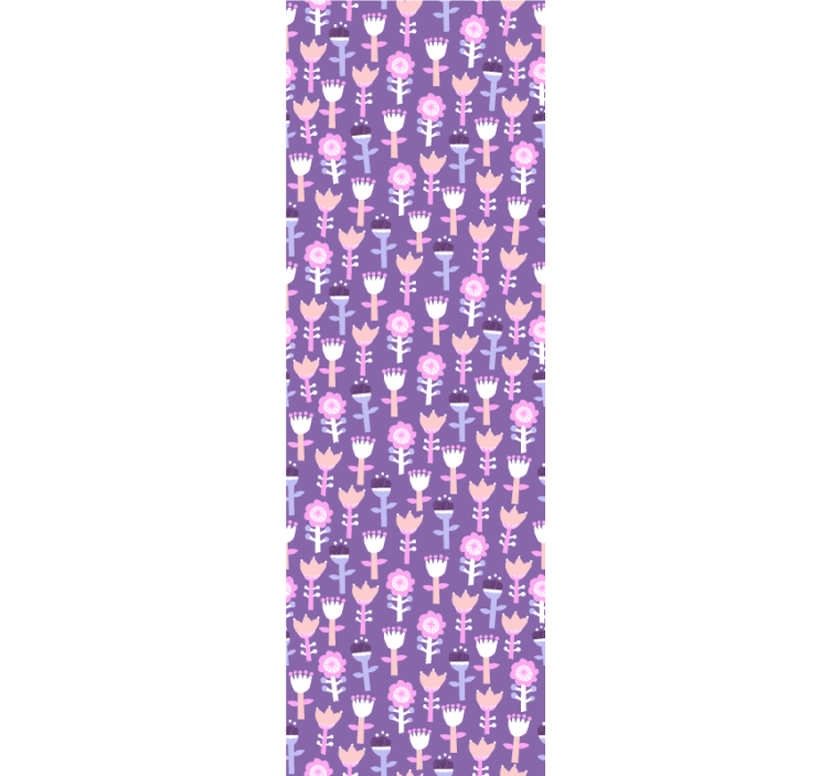 Tenda a rullo cameretta motivo floreale astratto viola - TenStickers