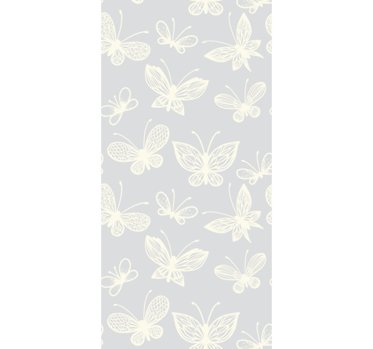 Tenda a rullo cameretta motivo farfalle grigio e bianco - TenStickers