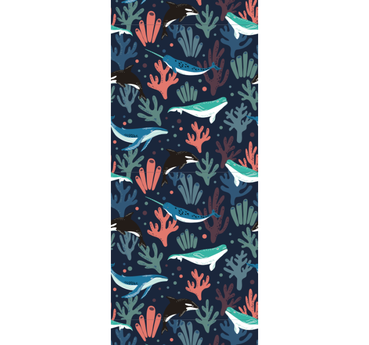 Tenda a rullo cameretta animali marini su sfondo blu - TenStickers