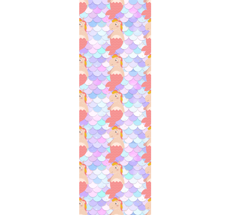 Tenda a rullo cameretta sirene unicorno su fondo squame - TenStickers
