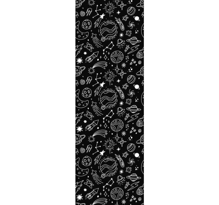 Tenda a rullo cameretta nero e bianco cosmico - TenStickers