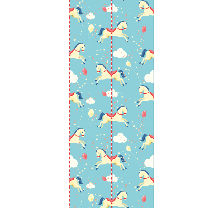 Tenda a rullo cameretta con pattern giostre a cavallo - TenStickers