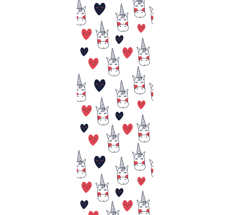 Tenda a rullo cameretta con motivo unicorno e cuori - TenStickers
