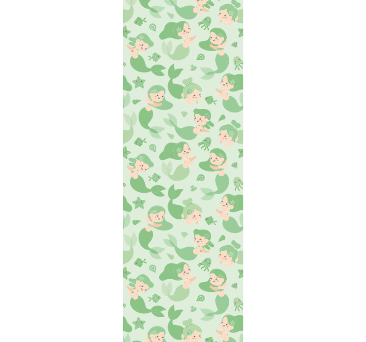 Tenda a rullo cameretta bambina sirena verde sorridente - TenStickers
