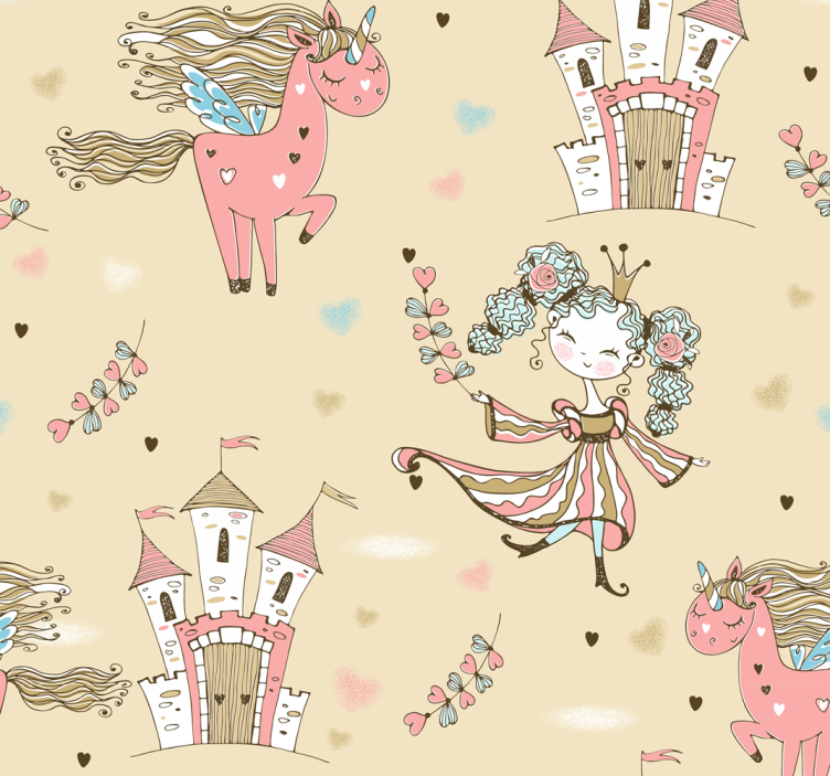 Tenda a rullo cameretta castello unicorno e principessa - TenStickers