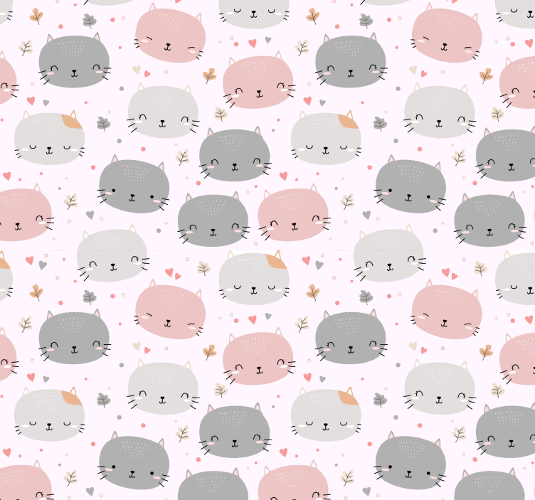 Tenda a rullo cameretta gattini grigi e rosa - TenStickers