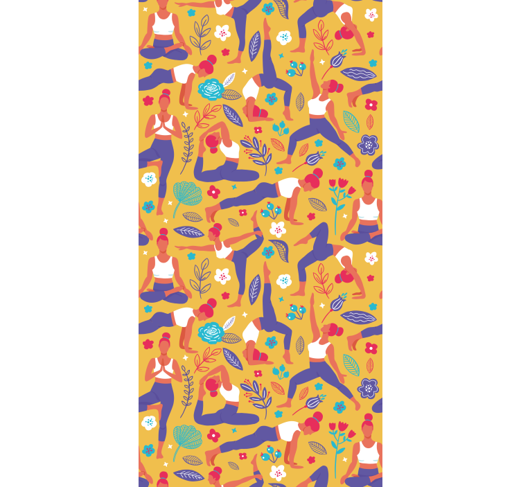 Tenda a rullo moderna con doodle di yoga disegnato a mano - TenStickers