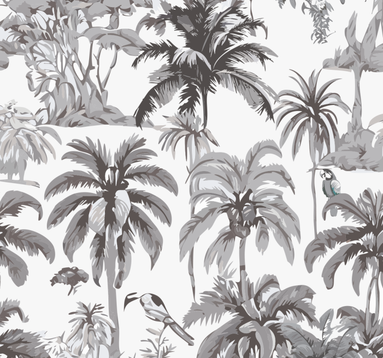 Tenda a rullo grigia palme - TenStickers