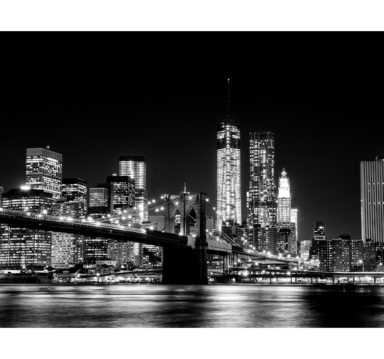Tenda a rullo nera fotomurale new york fiume est - TenStickers