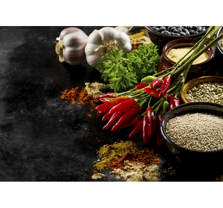 Tenda a rullo nera cucinare con spezie - TenStickers