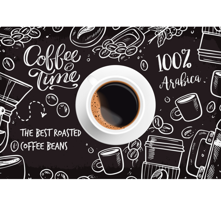 Tenda a rullo nera immagini di caffè - TenStickers
