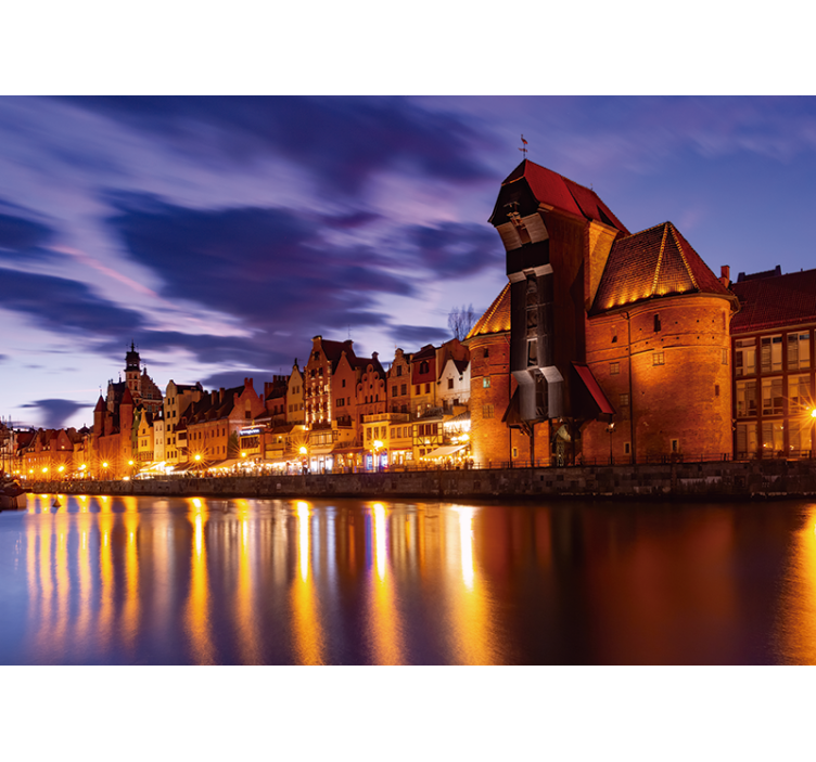 Tenda a rullo blu gdańsk di notte - TenStickers