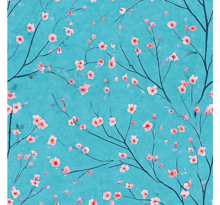 Tenda a rullo blu fiori di ciliegio turchesi - TenStickers