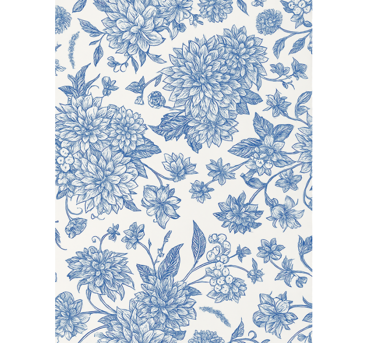 Tenda a rullo blu dahlia blu floreale - TenStickers